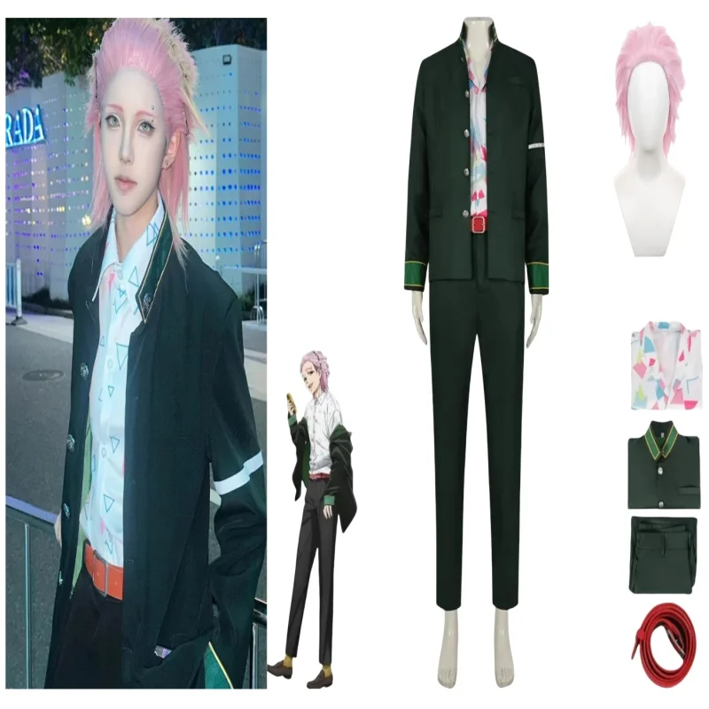 Anime Wind Breaker Mitsuki Kiryu  Cosplay Costume Black School Uniforms Printing Shirt Wig Adult Man Carnival Halloween Suit