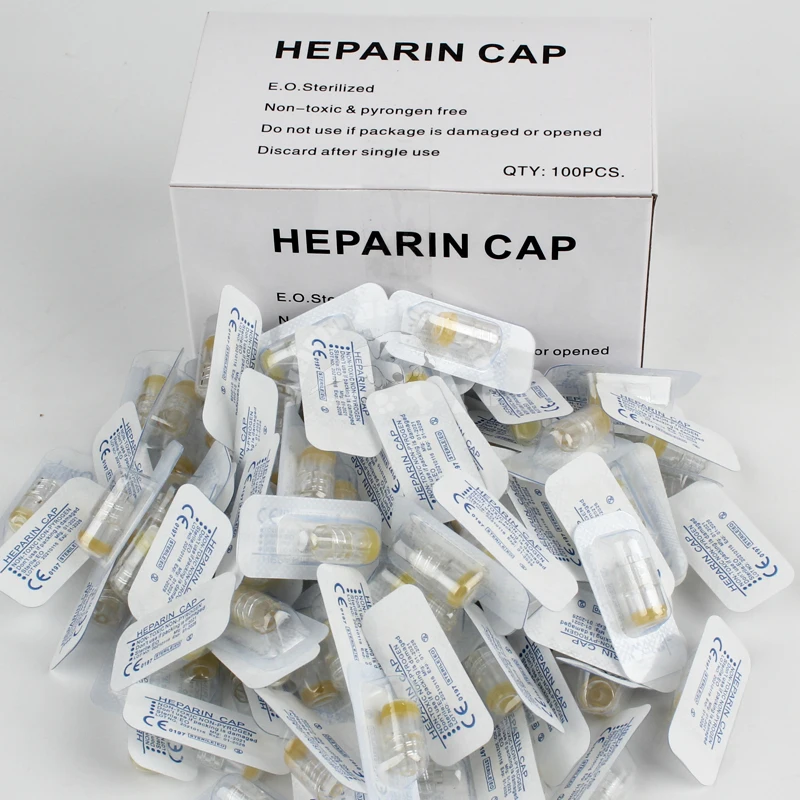 100pcs Sterile Heparin Cap IV Cannula Heparin Caps for Pet Animals Dog Cat Veterinary Supplies