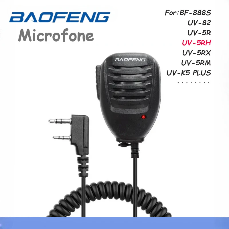 Baofeng BF-888S UV-5R Walkie Talkie Bidirectional Handheld Microphone Speaker Shoulder Microphone K-head with Indicator Light