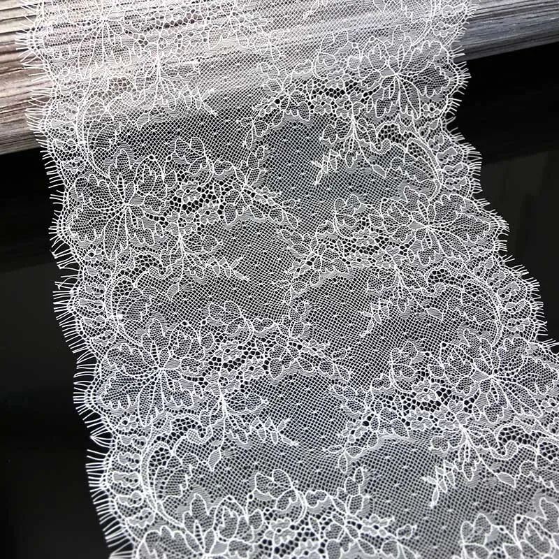 (3 meters/lot) 260mm White Eyelash Lace Ribbon Fbric Decoration Love Wedding Dress Accessories DIY handmade Ribbon