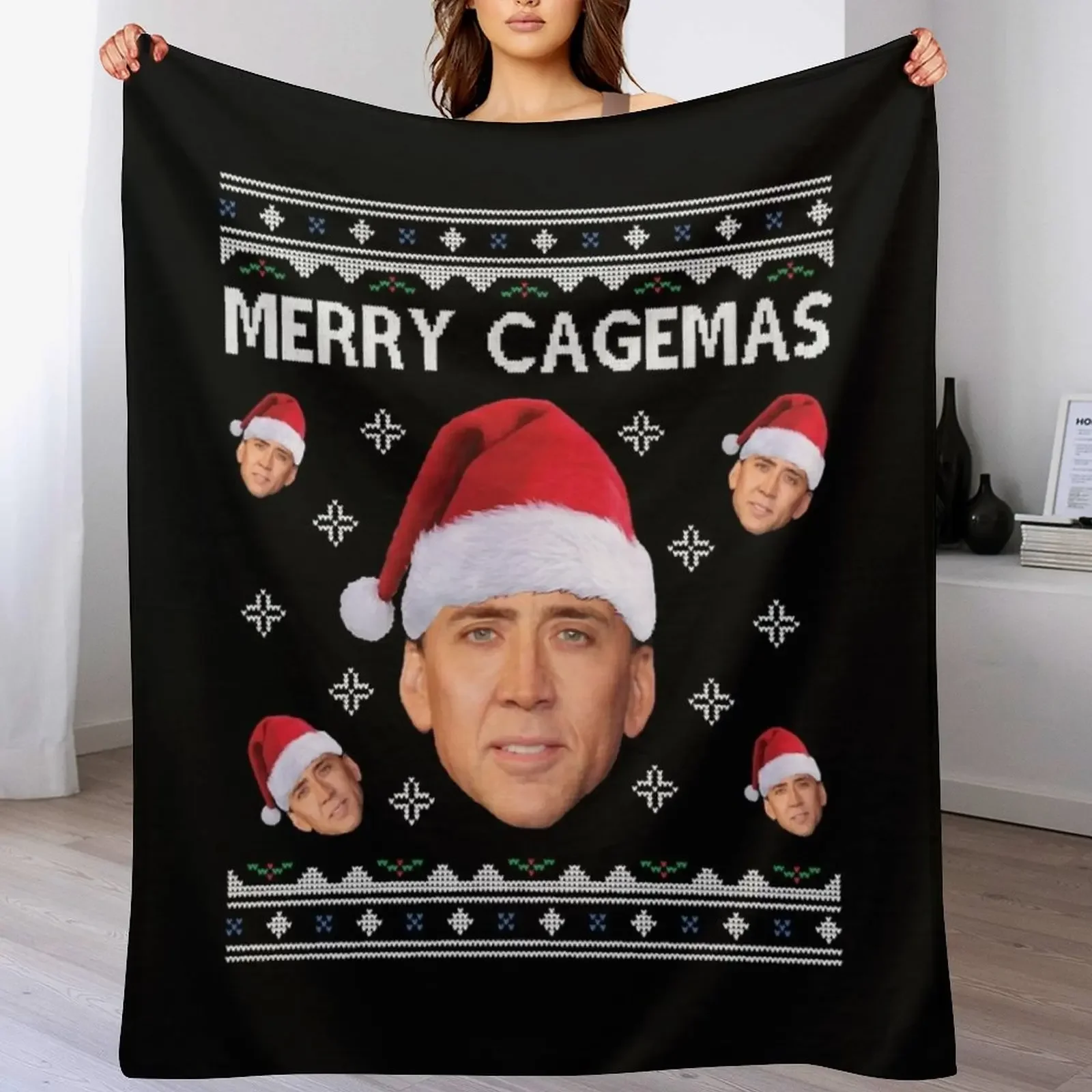 

Nicolas Cage Stage Name Actor Filmmaker Coppola Received Many Awards Merry Cagemas Christmas Knitpo Throw Blanket