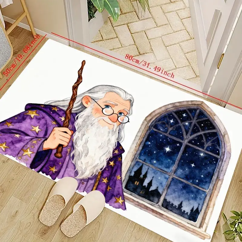 

1 шт., коврик для ночного окна Magic Wizard & Starry Castle, 50x80 см (19,68x31,49 дюйма), нескользящий напольный коврик для детской спальни, гостиной
