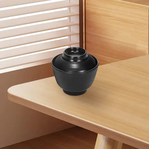 Liten misosoppskål i imiterat porslin, täckt, mini-matbehållare i japansk stil, värmetålig liten skål 10 best sales misosoppa skål - №2