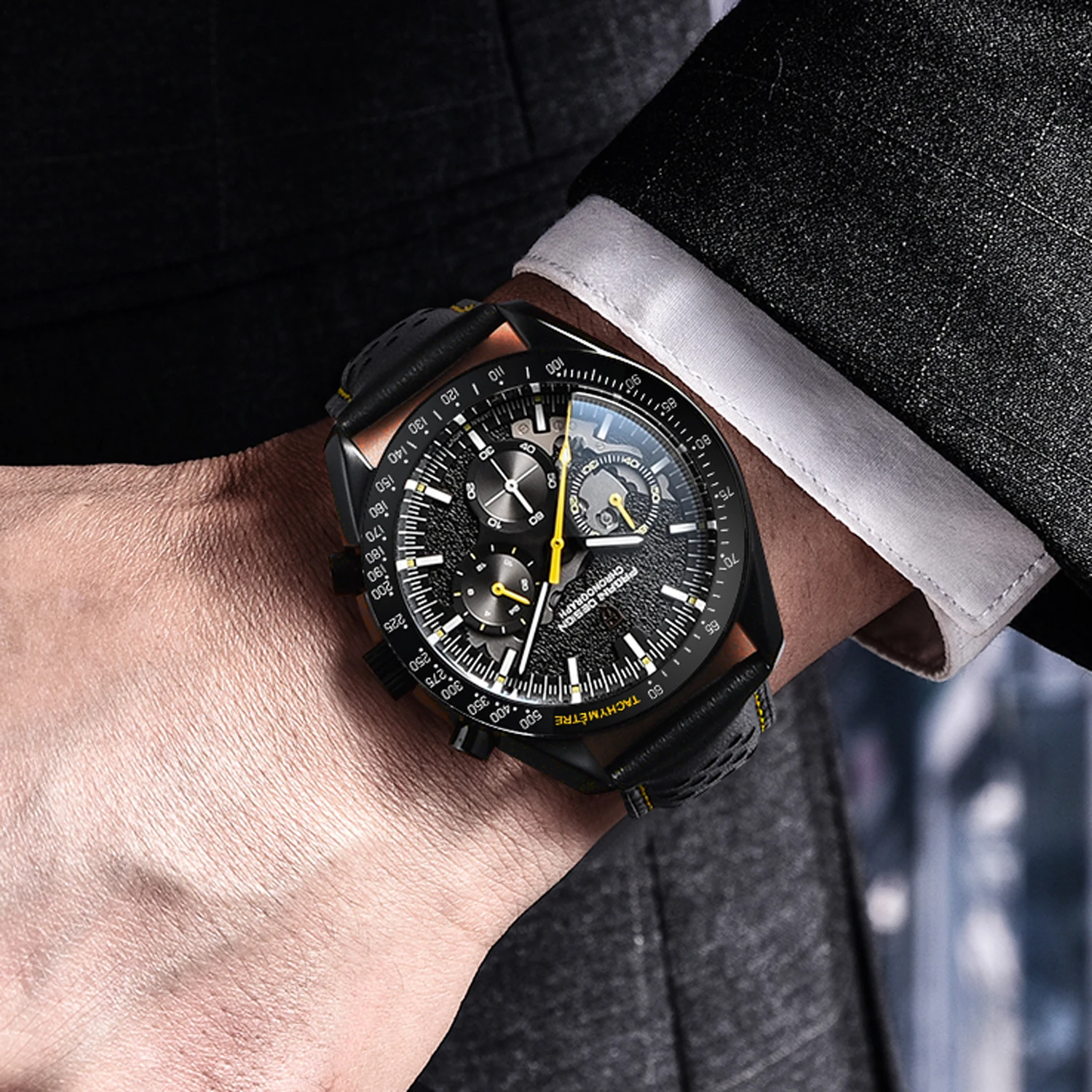 Pagani design 1701 lua relógios de quartzo masculino relógio de luxo para homem cronógrafo ar safira espelho à prova dwaterproof água reloj hombre 2025