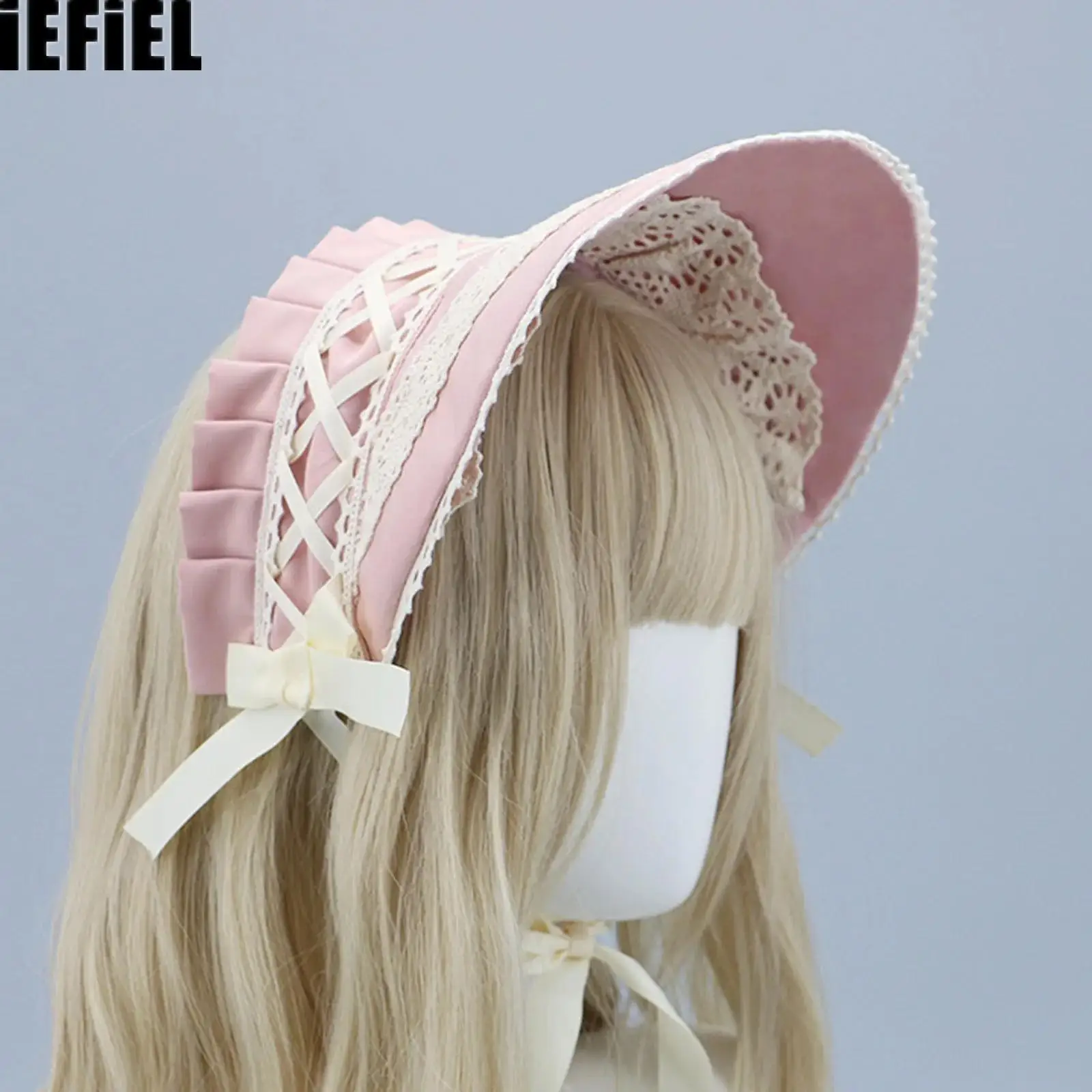 

Colonial Headwear Victorian Lace Bonnet Bow Hat for Party Halloween Costume Dress Up Sun Cap