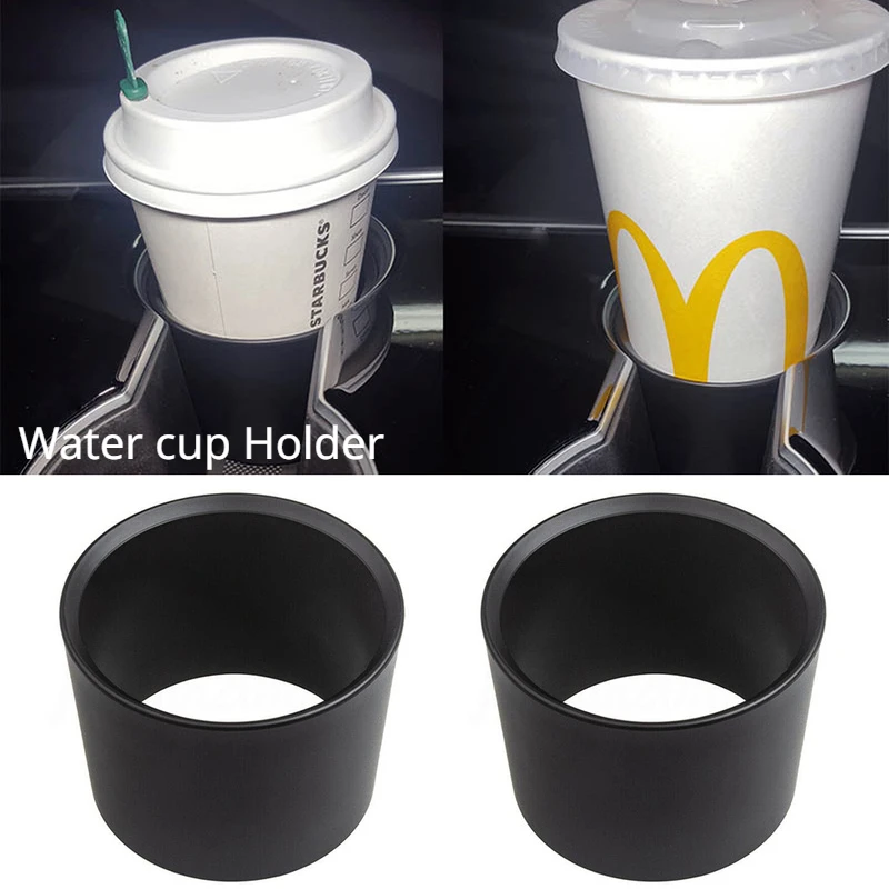 For Tesla Model 3 Y 2Pc Drink Holder Adapter Center Console Water Cup Holder Limiter ABS Anti-bump Anti-sprinkling Car Accessory