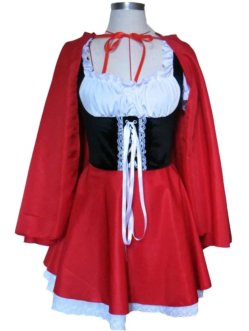 S-6XL Halloween Purim Adult Little Red Riding Hooded Costume for Women Cosplay Stage Performance Game Uniform