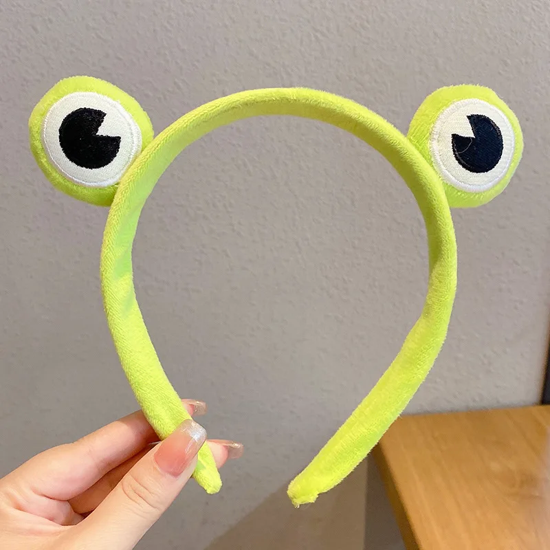 Funny Cartoon Green Frog Animal Ears Makeup Wide-brimmed Elastic Headbands for Women Cute Girls Hair Bands Casual Accessories image 5