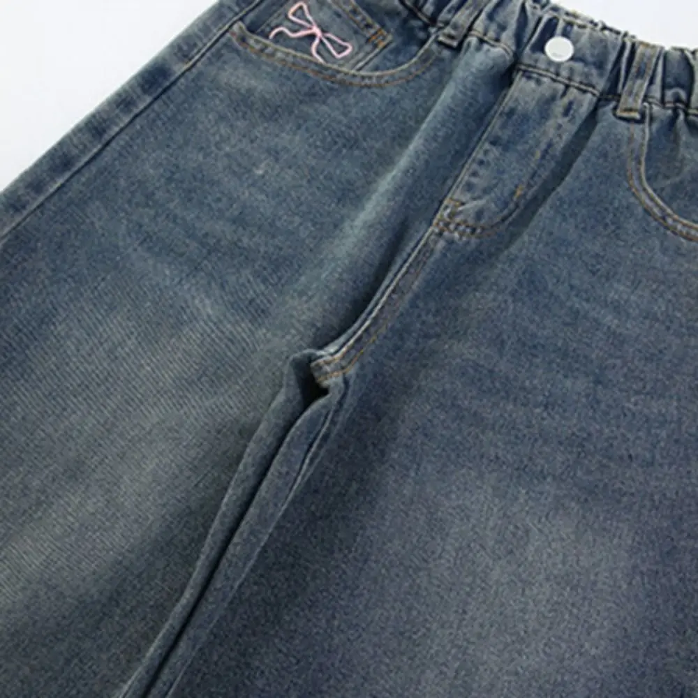 Ins Bowknot enfants jean ample droit enfants Y2K jean Cowboy pantalon taille haute petites filles Denim pantalon filles cadeau