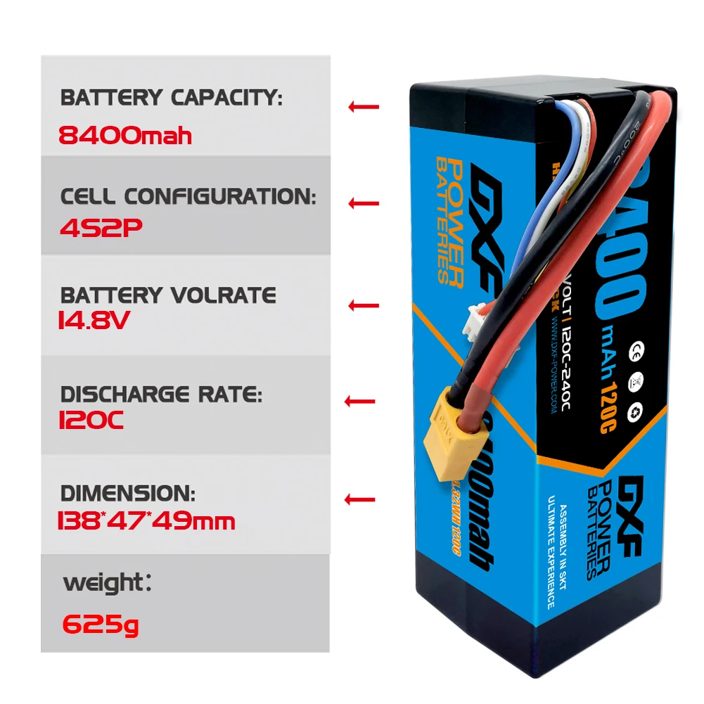 DXF battery 2S 3S 4S 6S Lipo 7.4V 11.1V 14.8V 15.2V 22.2V 10000mah 8400mah 6500mah 8000mah 7000mah 6200mah 100C 120C for RC Car