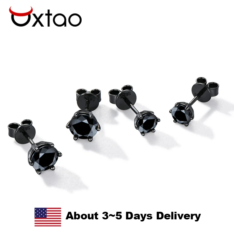 

Black Moissanite Stud Earrings 0.5ct 1ct D VVS1 Certified Original 925 Sterling Silver Lab Diamond Earring For Women Men Jewelry