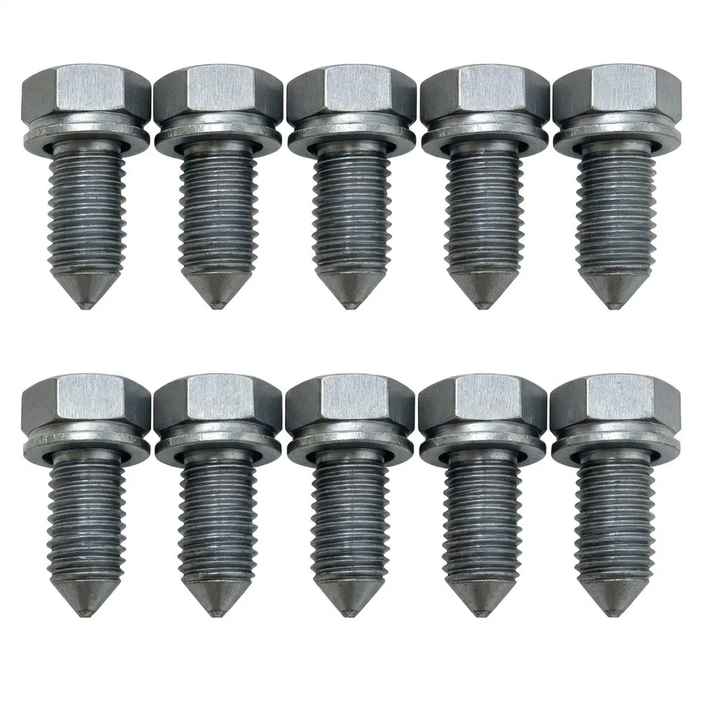 10 Count M14x1.5 Oil Pan Drain Screws Featuring Sealing Rings for Cars Motorcycles and Ships OEM Equivalent N90813202