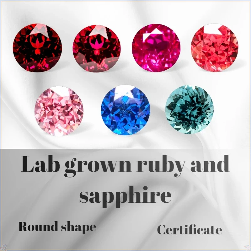 

Round Shape Ruby and Sapphire synthetic gemstone Multiple Colors Selectable Hand Cutting Certificate Extremely Shiny Quality