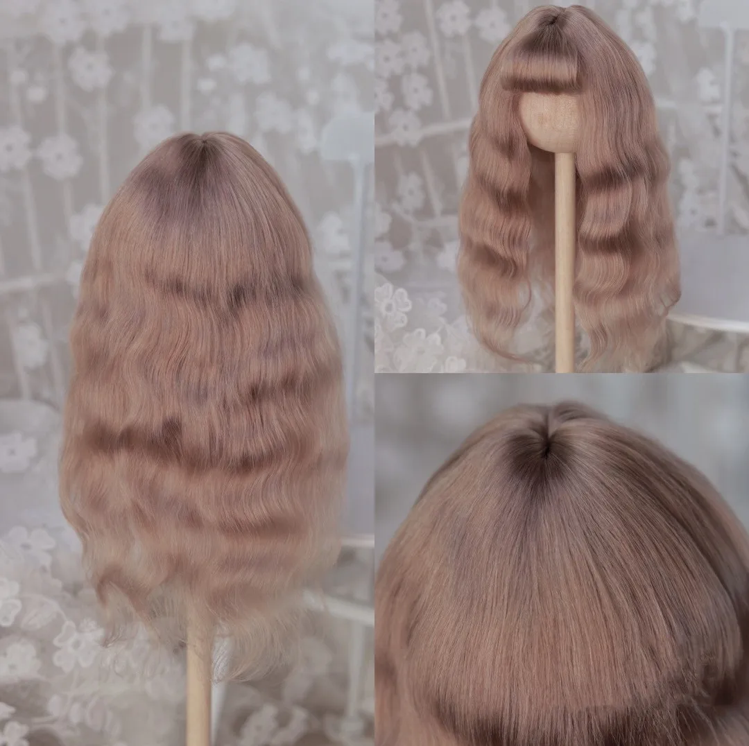 Fashion Linen Brown Soft Shell Mohair Wig, 1/4 BJD Doll Hair Free Shipping