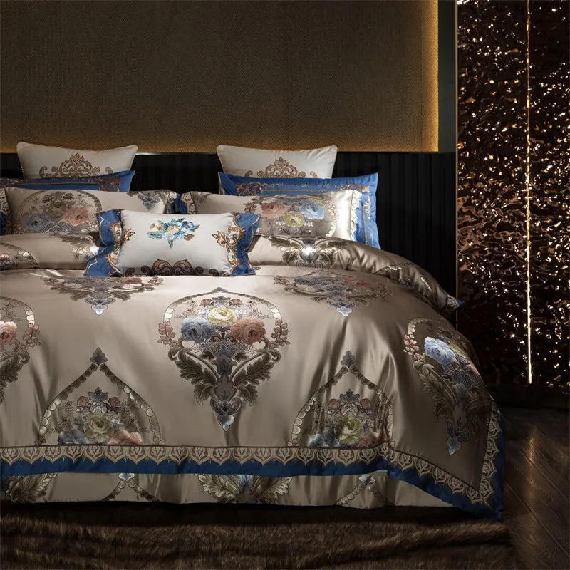 4/6/10Pcs Bedding Set Elegant European Damask Design Jacquard Weave Duvet Cover Quilted Cotton Bedspread Bed Sheet Pillow shams