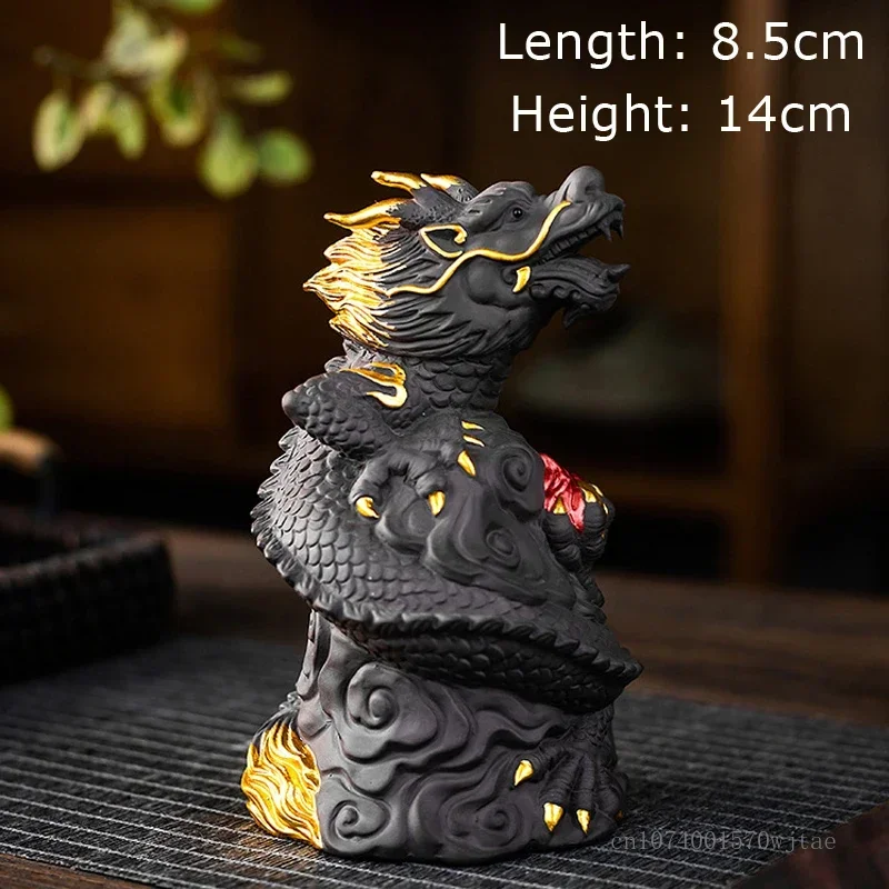 Creative Purple Sand Dragon Shaped Tea Pets Kung Fu Tea Table Accessories Home Decorations Living Room Study Office New 2024 1Pc