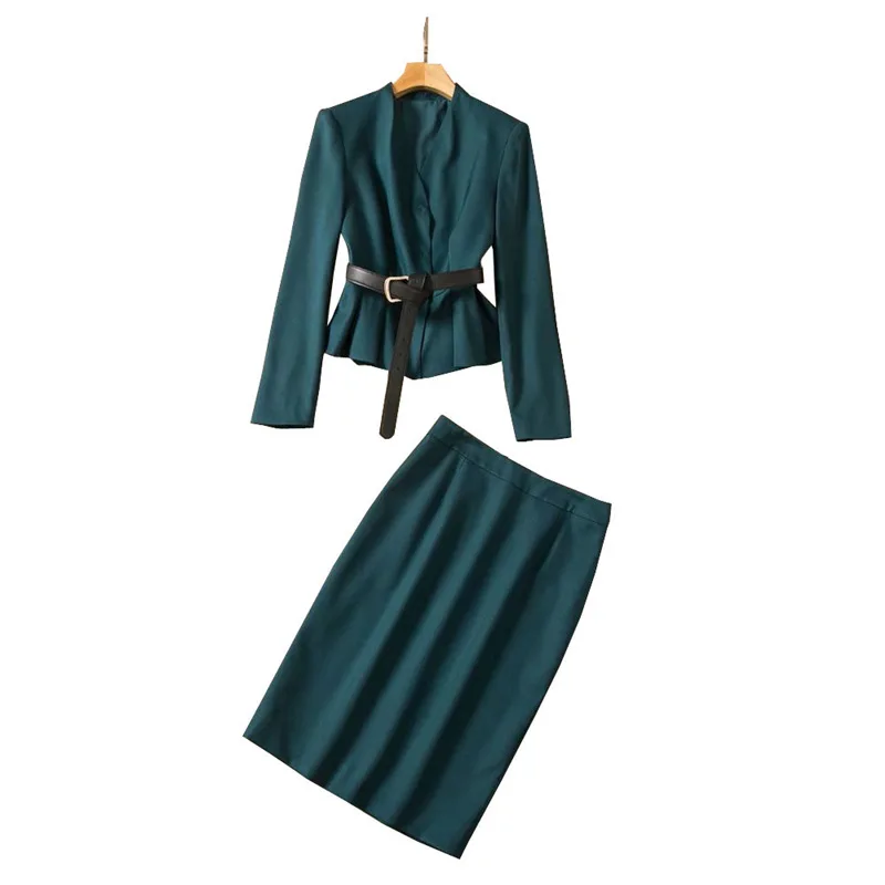 

New Arrival Long Sleeve Women Top And Skirt Set V-Neck Sheath Dress