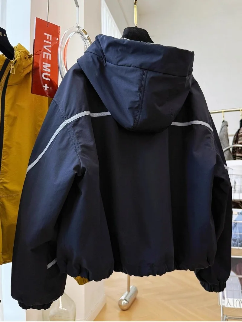 Giacca a vento corta vintage da donna Giacche bomber larghe con cappuccio Trench imbottito invernale Giacca sportiva da esterno Cappotti da donna