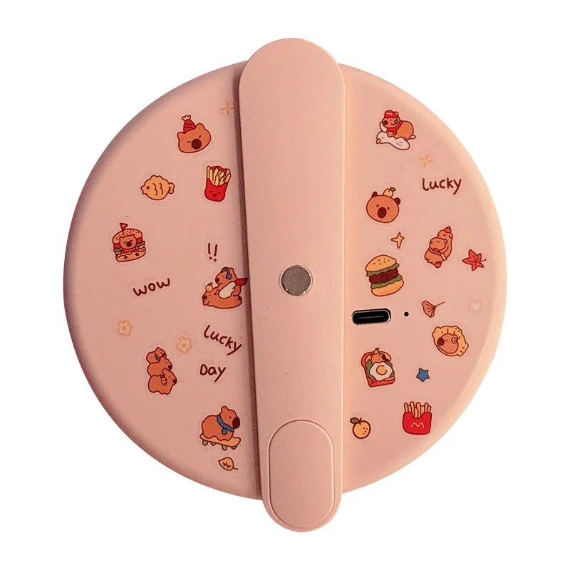 Round LED Mirror Makeup Travel Mirror with Light Rechargeable Compact Mirror for Purses Portable Carrying Pouch