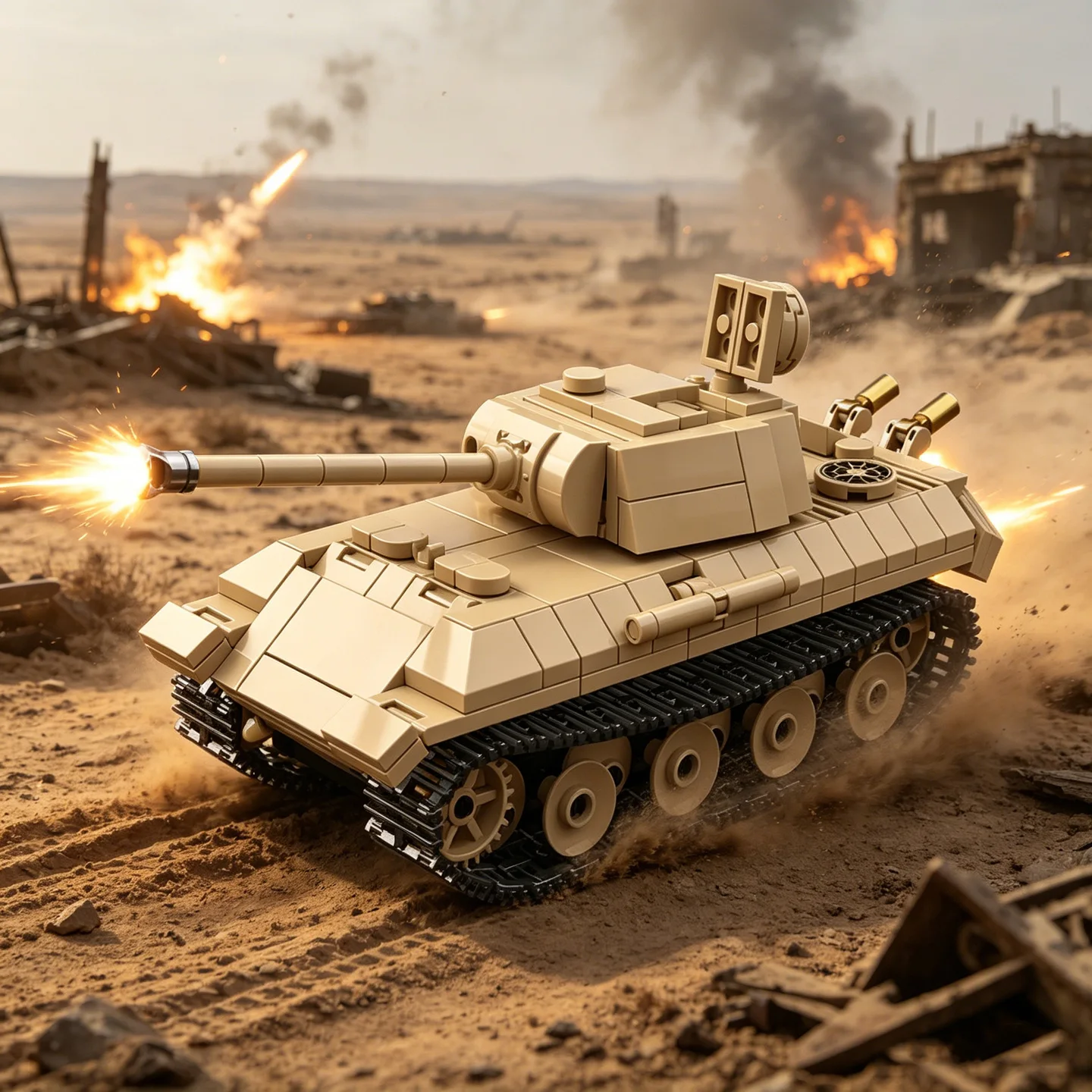 

Quanguan Building Blocks:Leopard Medium Tank Military Armored Vehicle—Small-Piece Educational Construction Set
