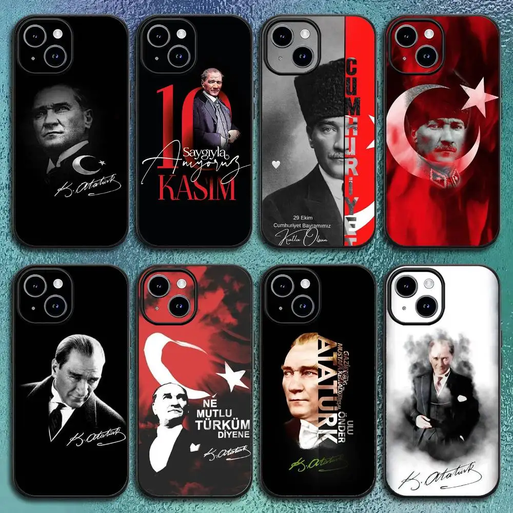 Casing HP M-Mustafa Kemal A-Ataturk S-Signature Untuk IPhone 17 12 13 14 15 16Pro Max Plus Classic hitam soft shell