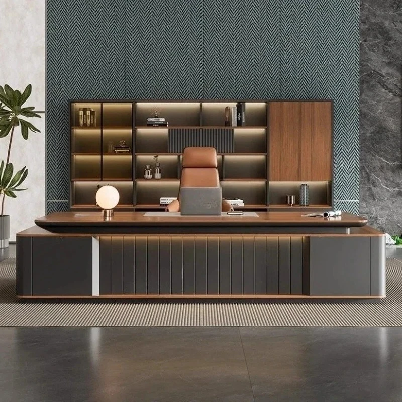 Boss Light Luxury Office Desk High Sense Modern Simple Paint Office Desk Big President Manager Mesa De Escritorio Furniture