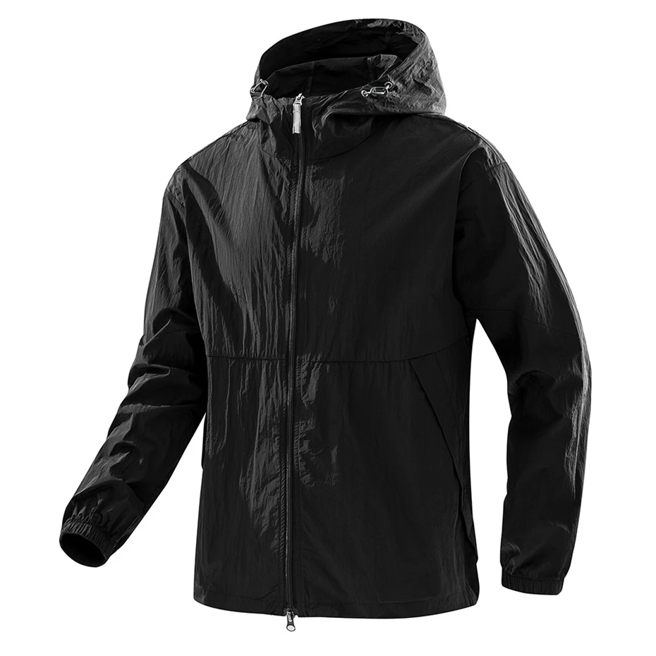 

Summer Sunscreen Jacket Men Summer Thin Jacket Coat Black Fashion Casual Hooded Coat Fishing Cycling Outerwear