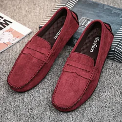 2025 Spring Suede Lazy Loafers Lightweight Soft Bottom New Casual Men Breathable Flat Bottom Daily Simple Trendy Driving Shoes