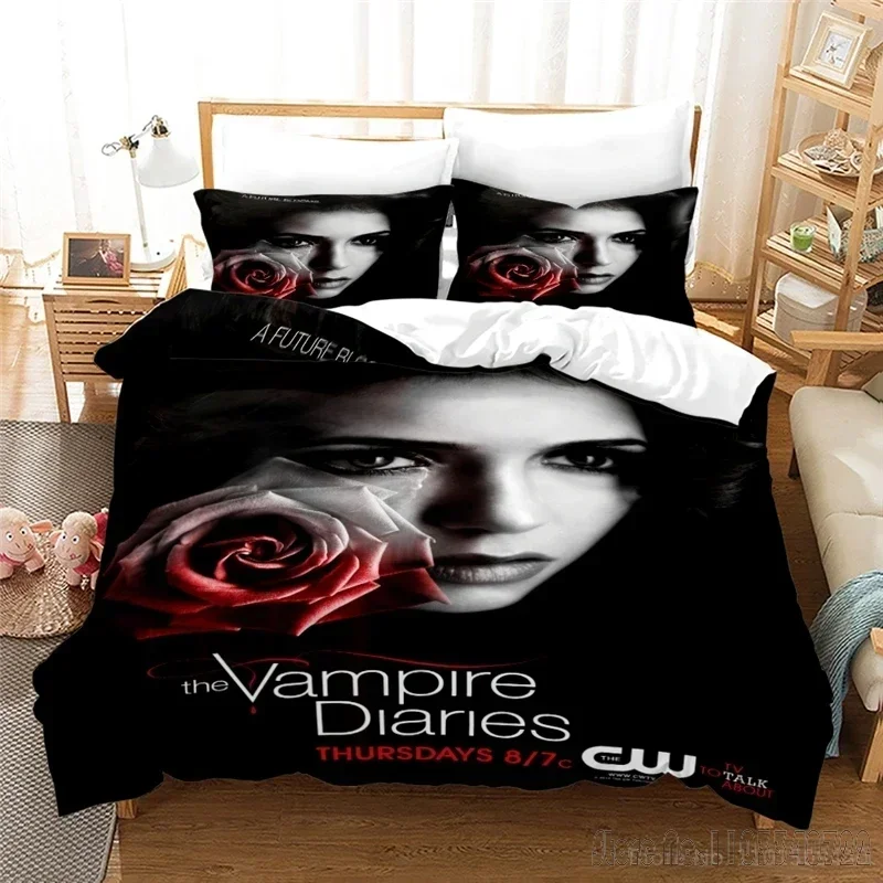 TV Series The Vampire Diaries Love Child Duvet Cover Set HD Comforter Cover Bedclothes for Kids Bedding Sets Bedroom Decor