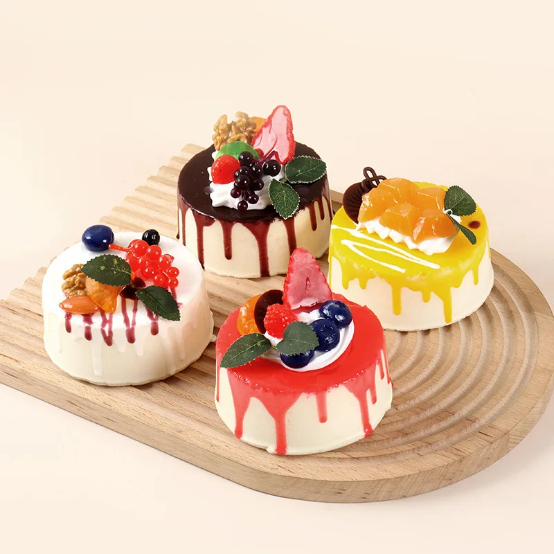 

Artificial PU Mousse Cake Fake Birthday Cake Model Dessert 9.5cm Simulation Toy Home Decor Decorations Window Display Scale