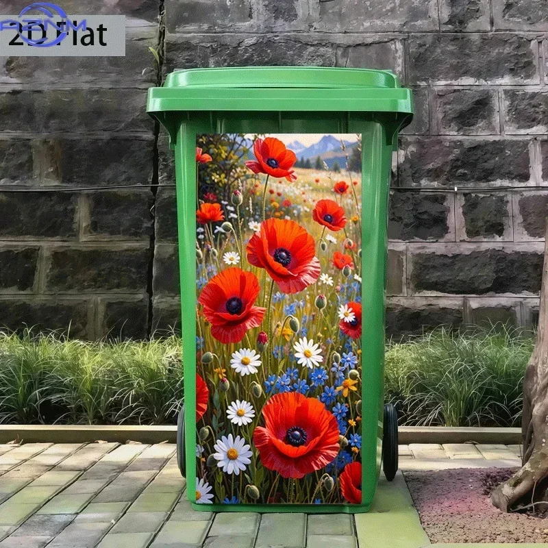 Waste Bin Pattern Art Sticker 2D Printed Trash Can Ornament Decal