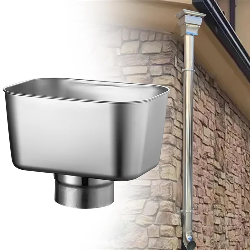 

A74E-Stainless Steel Gutter Downspout Adapter Rainwater Gutter Connector Replacement Drainage Connector