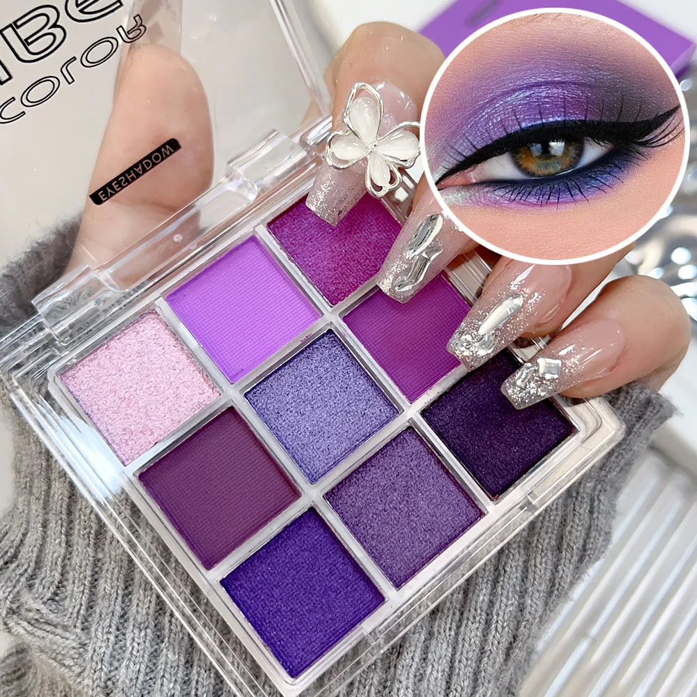 Rauchschwarze Lidschatten-Palette 9 Farben wasserdicht matt schimmernd Lidschatten Make-up langlebige hoch pigmentierte Puder kosmetik