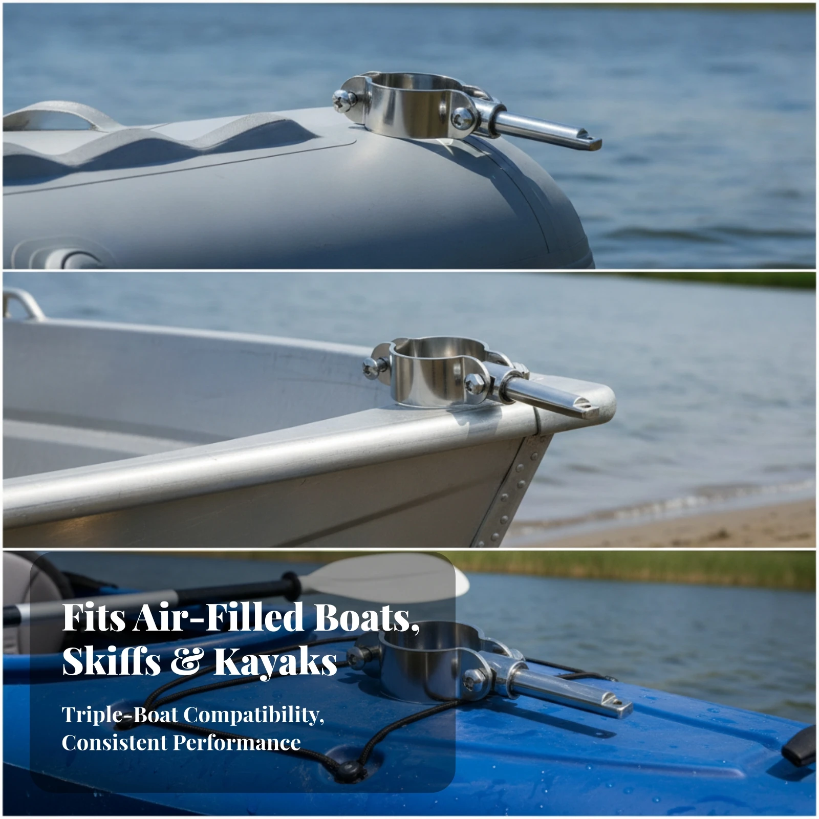 Boat Paddle Holder with Clamp Corrosion Resistant Marine Oar Holder with Mounting Bracket Paddle Rack Reinforced Hardware view 6