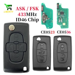 Liberty 2/3/4BT For Peugeot 307 308 408 Partner for Citroen C4 C5 C3 Berlingo Xsara Flip Remote Key ASK FSK 433MHz CE0523/0536