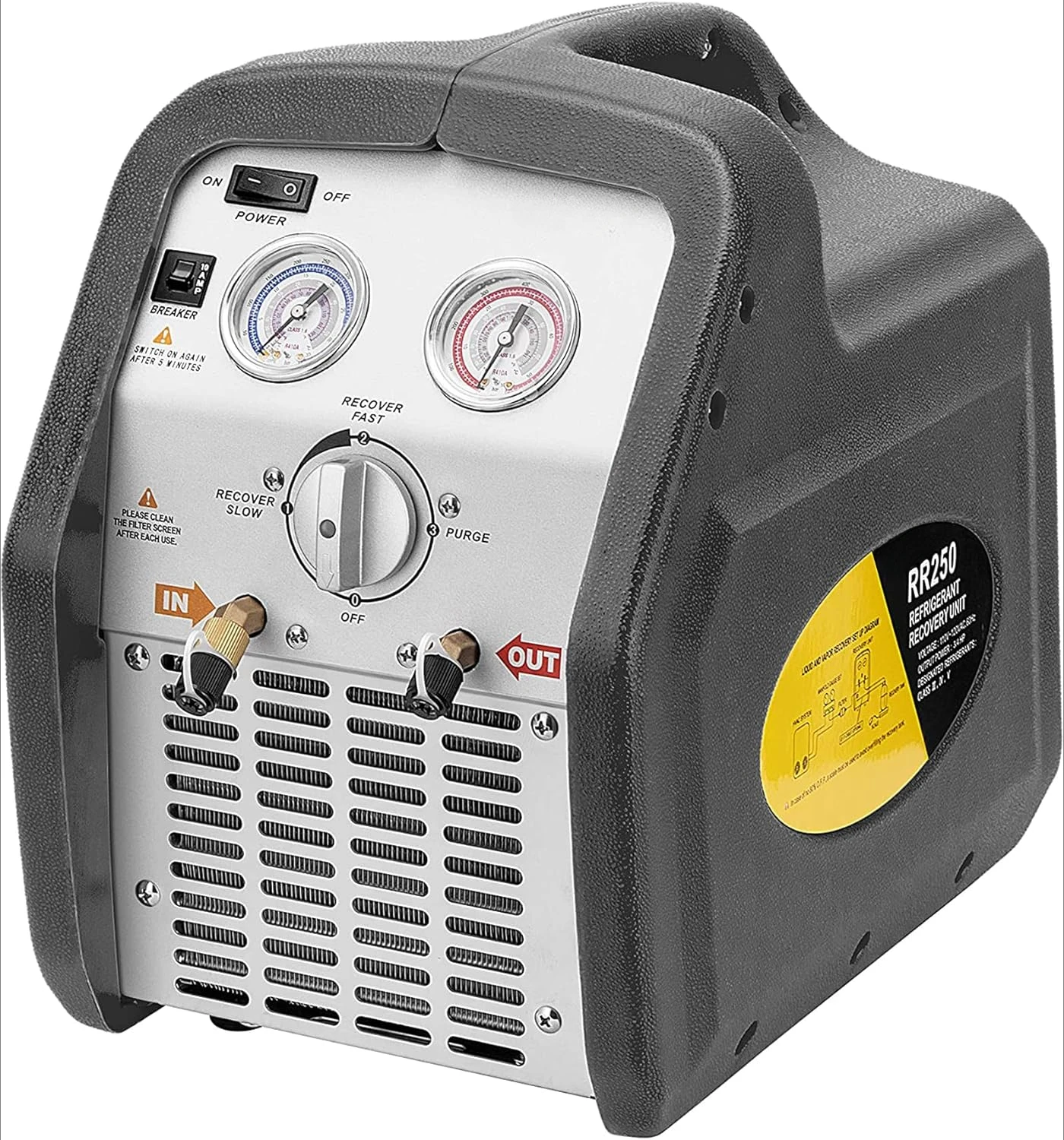 Single Cylinder Portable Refrigerant Recovery Machine, Grey