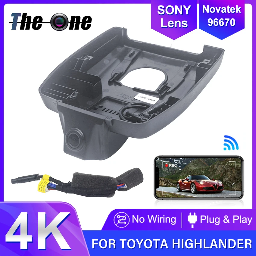 New! UHD 4K 2160P Car DVR Video Recorder Dash Cam Camera For Toyota Highlander Kluger (XU50 XU70) 2021 2022 2023 2024 Dahscam