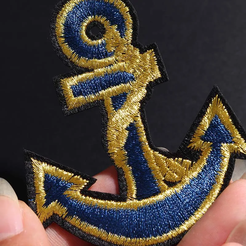 Punk Blue anchor size: 6.9 * 5.7CM Clothes Patches wholesale For Clothing Embroidered Applique DIY Decoration Patches