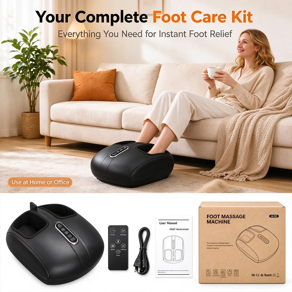 6D Shiatsu Foot Massager Machine Airbag Compression Kneading with Heat Remote Control LED Display Home Foot Relax Massager
