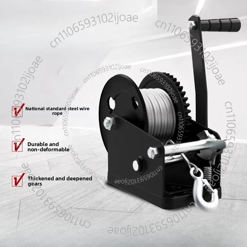 

Hand-Cranked Winch with One-Way Self-Locking Manual Hoist Steel Wire Rope Small Winch Crane Home Use Lifting Hoist