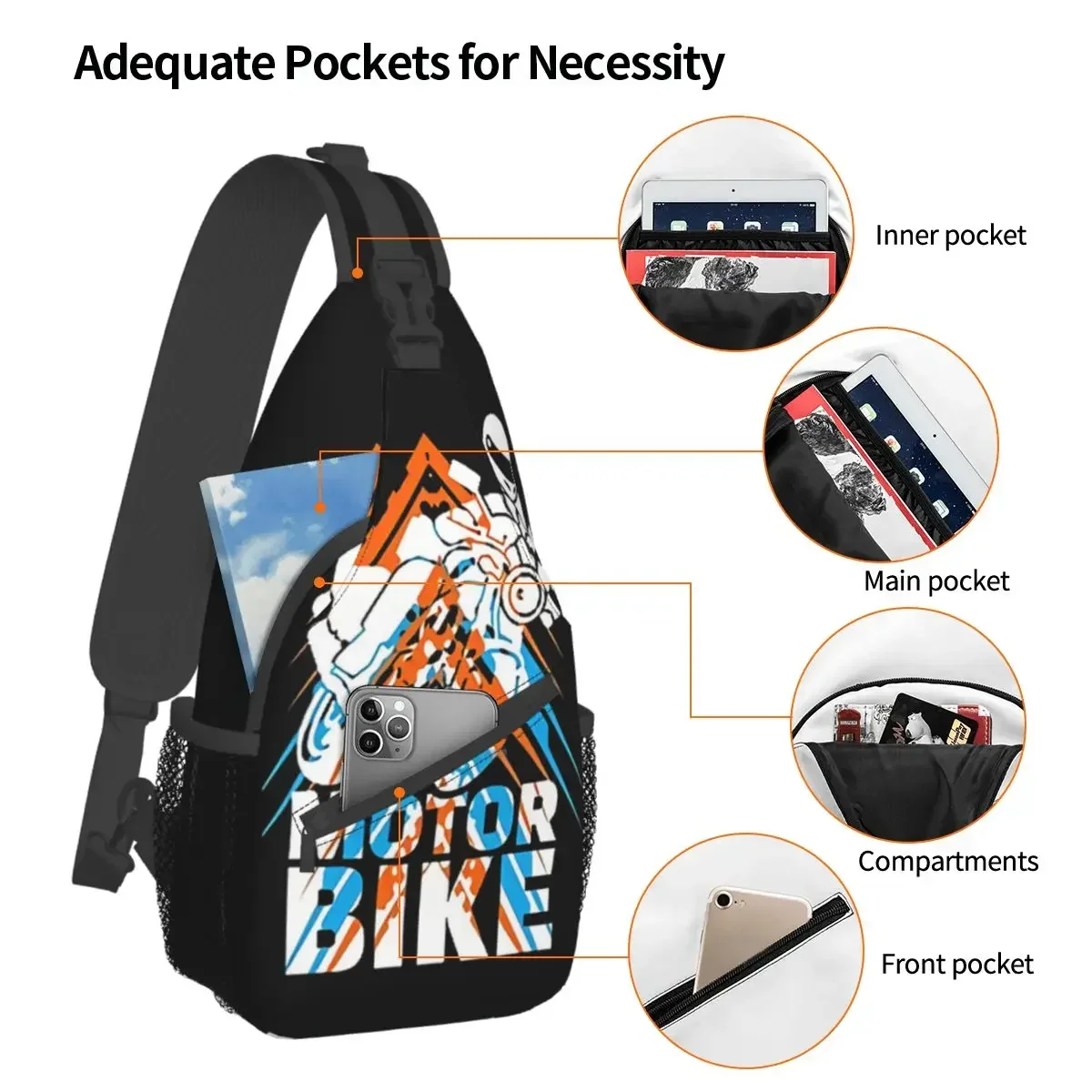 Truewin Motorbike Moto Crossbody Chest Bags Race Enduro Motocross Bike Pockets Travel Pack Messenger Sports Teens Shoulder Bag