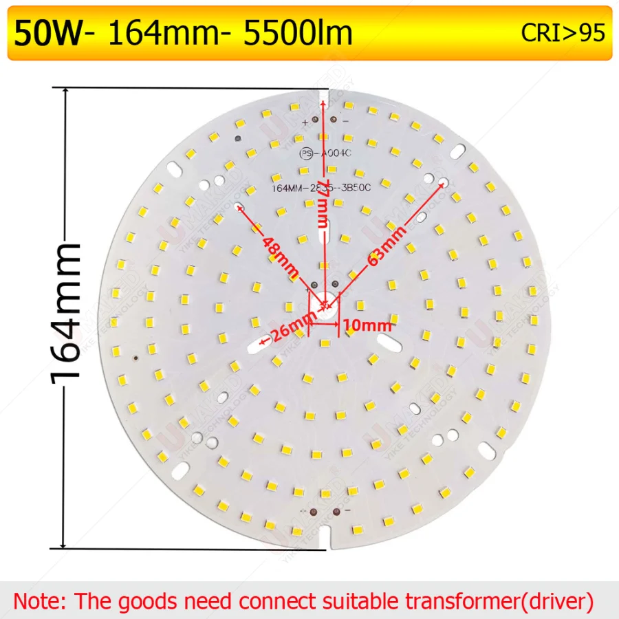 Imagem -02 - Led Downlight Fonte de Painel Branco Smd 2835 Lâmpada do Teto Faça Você Mesmo Luz Interior 95 Smd2835 24w 36w 3000k Lâmpada 4500k