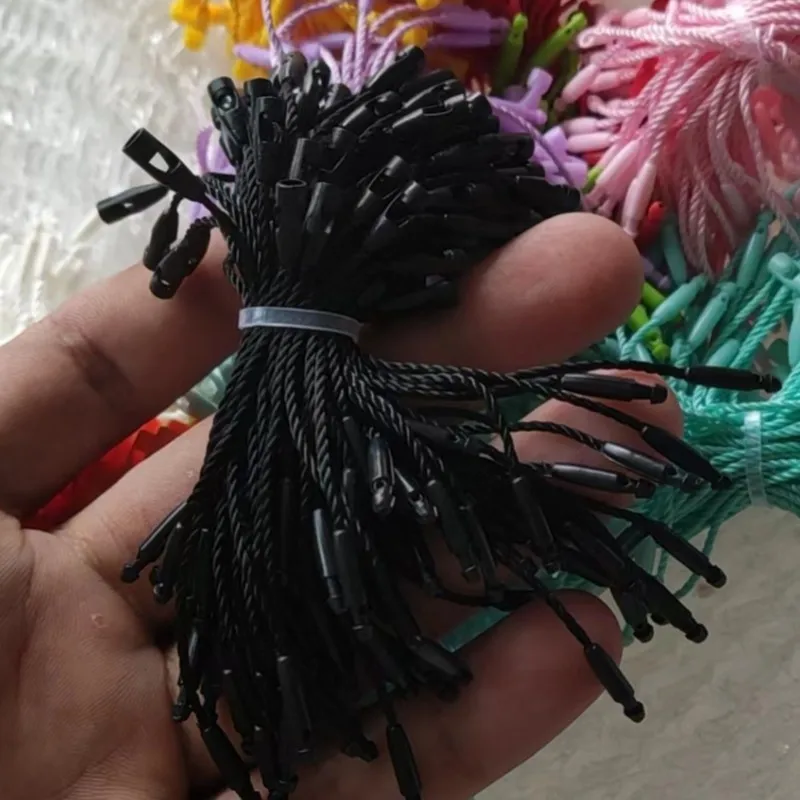 أسلاك البوليستر الصغيرة ، سلاسل علامة الملابس ، دبوس قفل المفاجئة ، مشابك التعادل حلقة ، العلامات الحبال ، أبيض ، بيج ، أسود ، 8 سنتيمتر ، 100 قطعة مجموعة