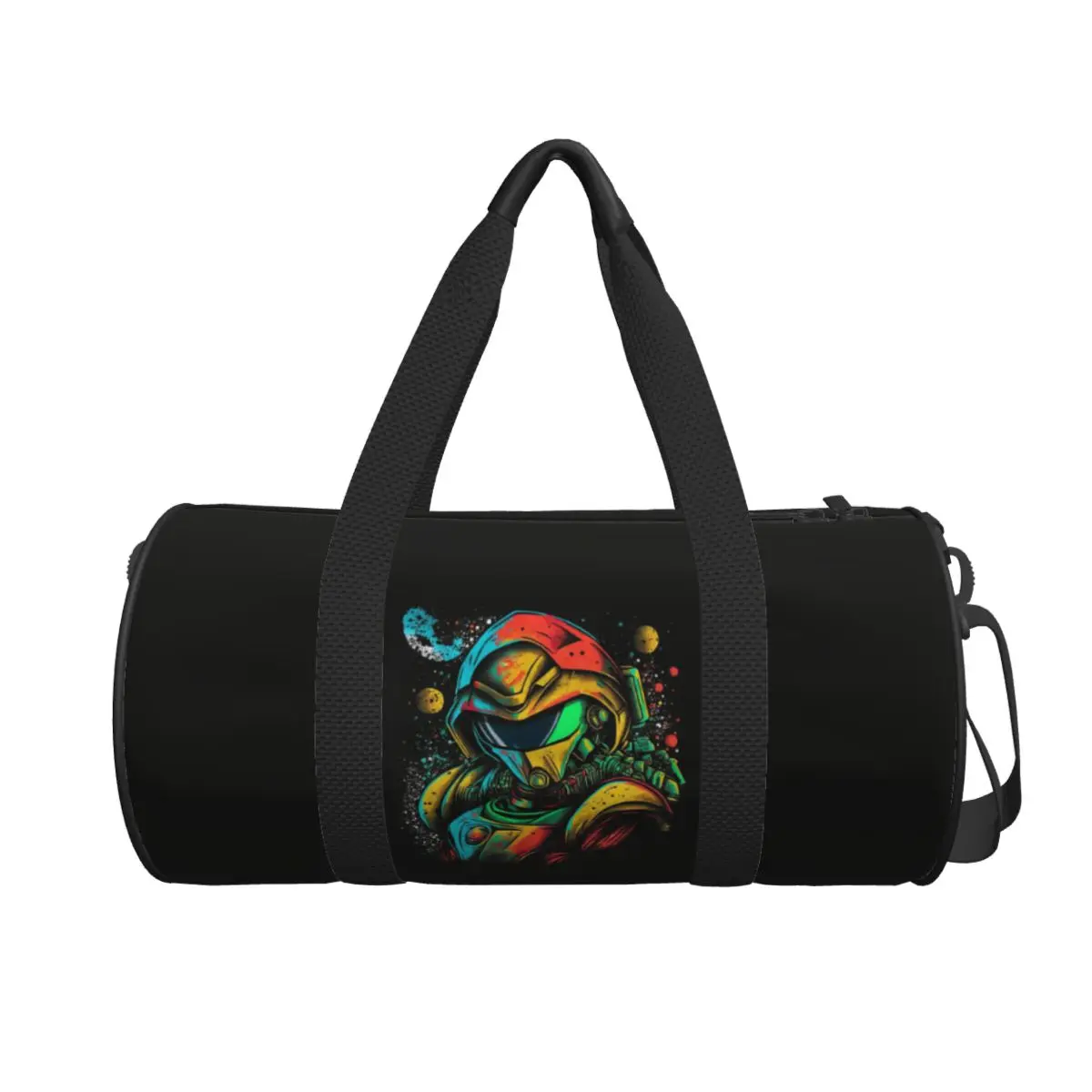 Metroid Samus Aran Metroid Graffiti Stylized Design Large Duffle Gym Bag Multi-Functional Duffle Travel Bags Fitness bag