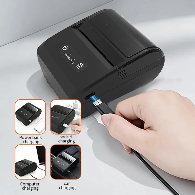 Portable Mini Thermal Label Printer, 58mm/80mm Multi-Interface Handheld POS Printer with Wireless & USB/Ethernet