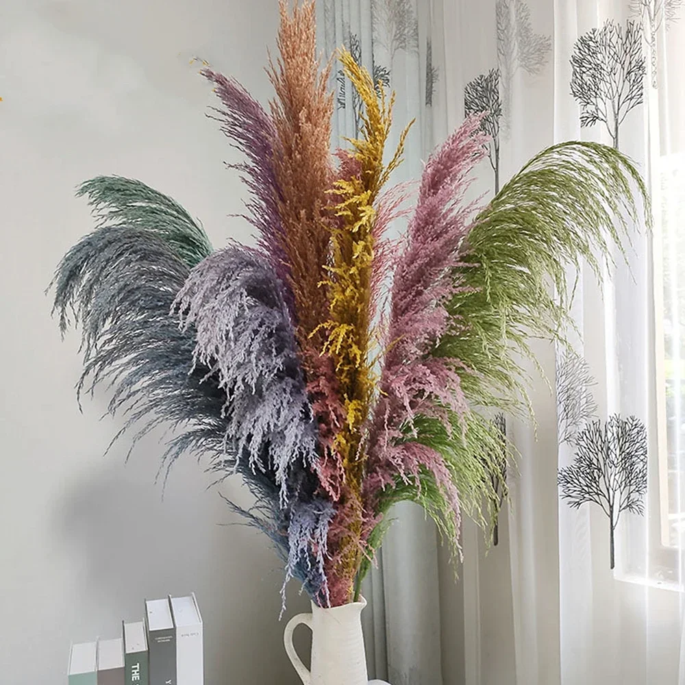 80cm Large Natural Pampas Grass,Colorful,Yellow,red,blue,green,purple,Dried Flowers Bouquet,Boho Wedding,Winter Home Decoration