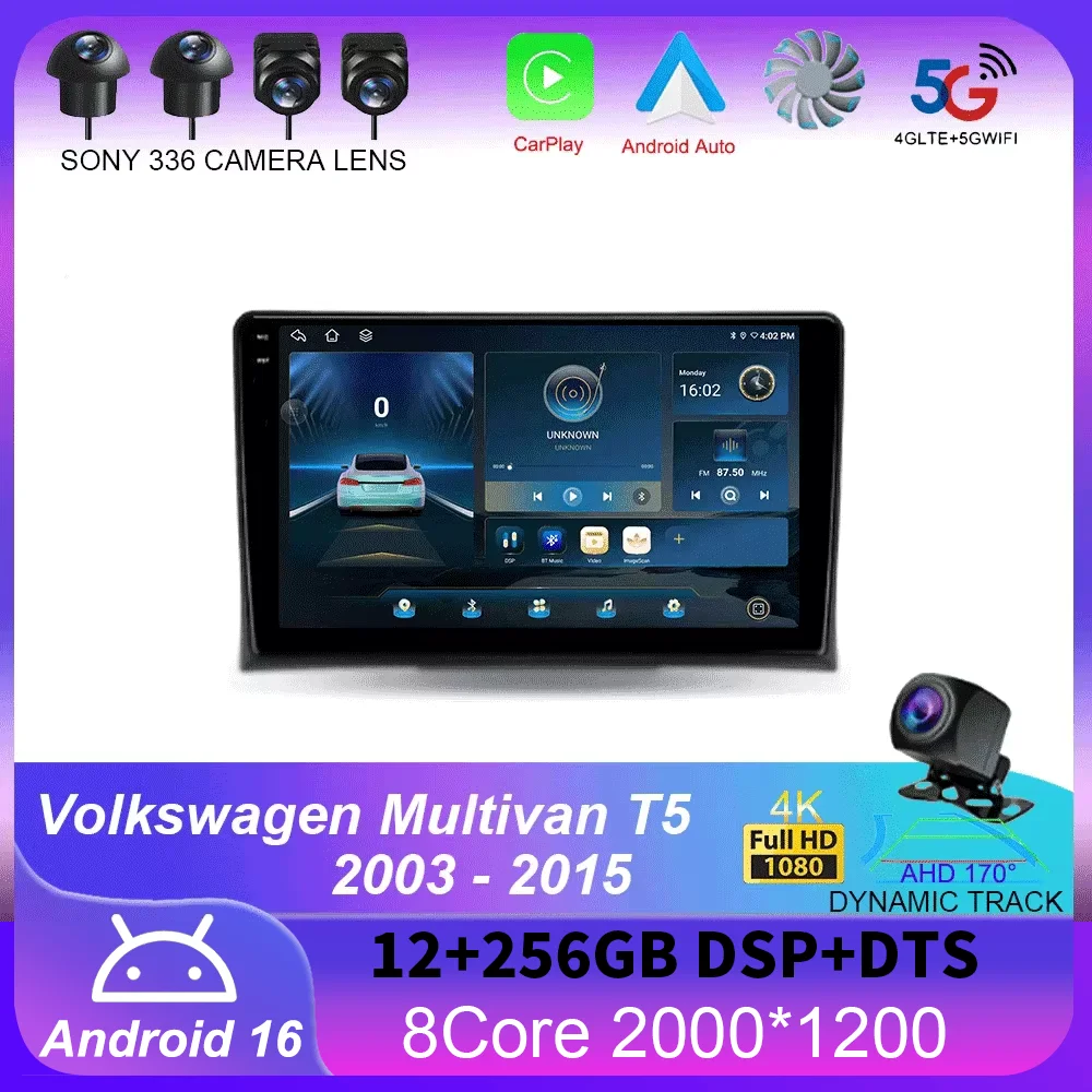 

For Volkswagen Multivan T5 2003 - 2015 Carplay Auto 4G+WIFI GPS Car Radio Navigation Multimedia Video Player Stereo BT Android 1