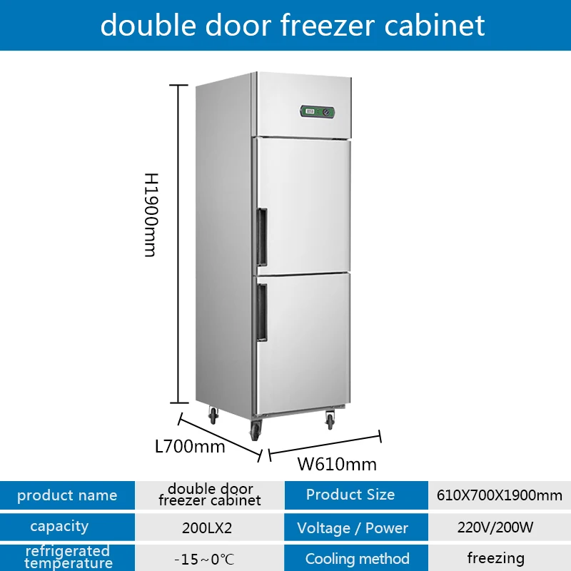 Stainless Steel Double Door Frigorífico, Combinação para Sala de Jantar e Cozinha