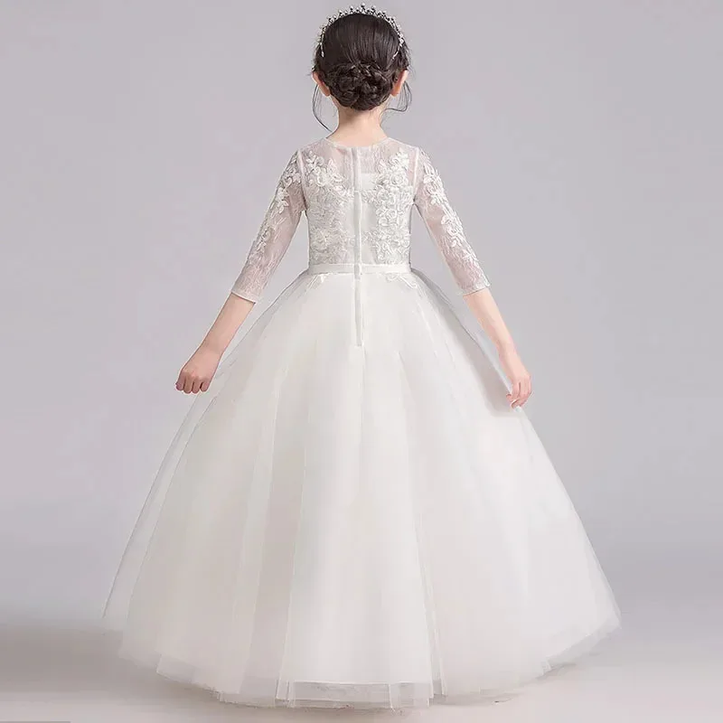 2024 New Spring Flower Girl White Birthday Princess Performance Singing Performance Costume Stage Choral Costume