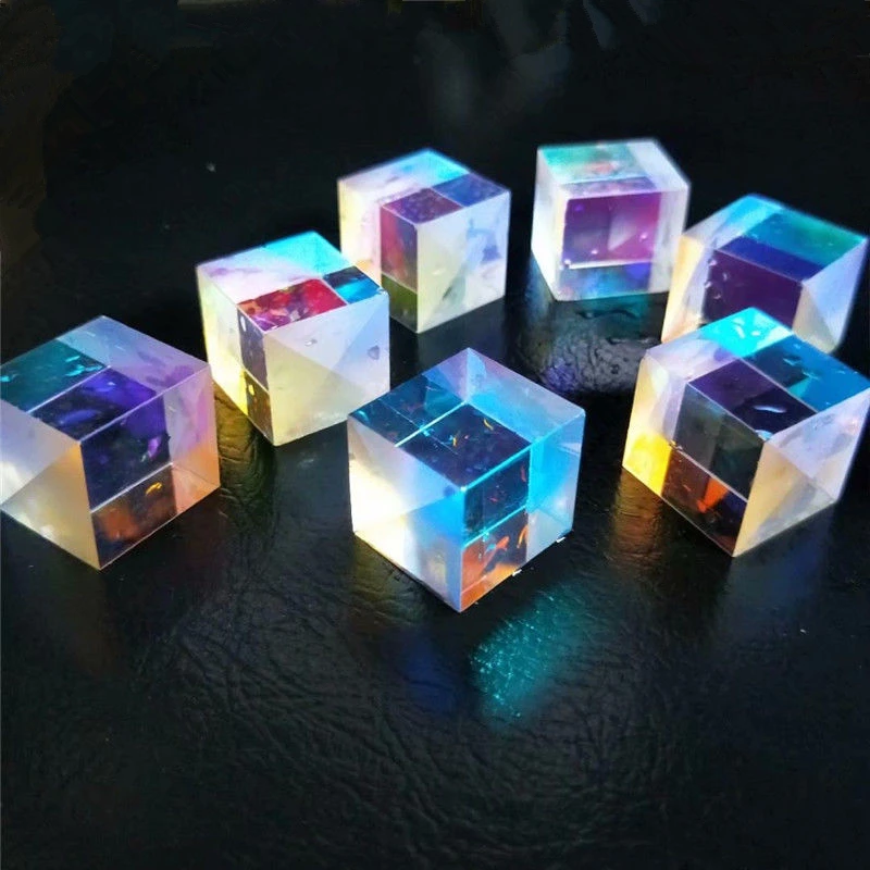 8 PCS 2.2X2.2X2.15cm Defective Cross Dichroic X-Cube Prism RGB Combiner Splitter for Art Necklace DIY